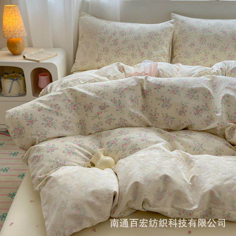 夏季款法式公主床上件四件套纯棉新全棉花风边款宿舍YJ-0627-床单