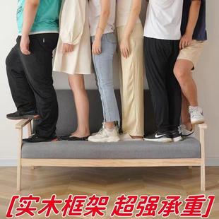 现202新款 木沙发茶几组合布艺三人出实租房小KSA户型客厅双人代5