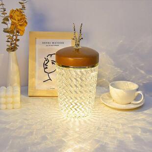 轻奢美式 手提BZY009灯水晶过床头柜台网灯钻石氛围卧送室床头充红