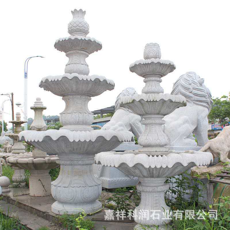 现货出售石雕喷泉 黄锈石流水喷泉摆件 大理石石球流水喷泉