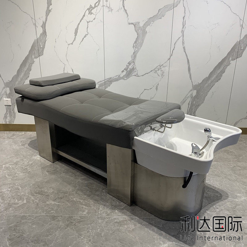 理发店洗头床全躺发廊专用泰式床冲水床陶瓷盆不锈钢美发床