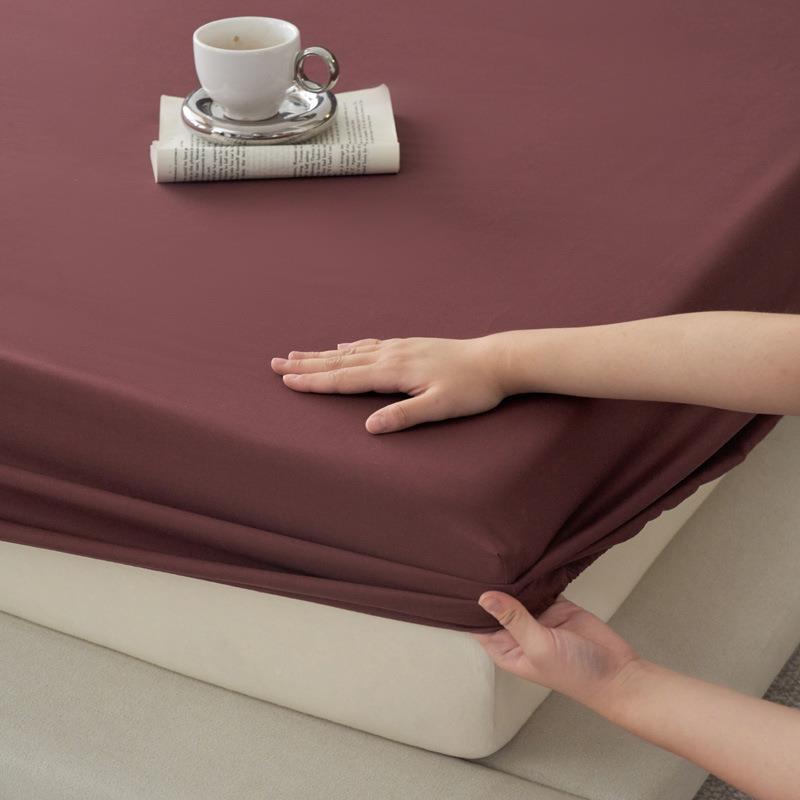 新款约风软糯肤天丝亲棉磨纯色单床FNB笠防滑床毛垫保护简套四季