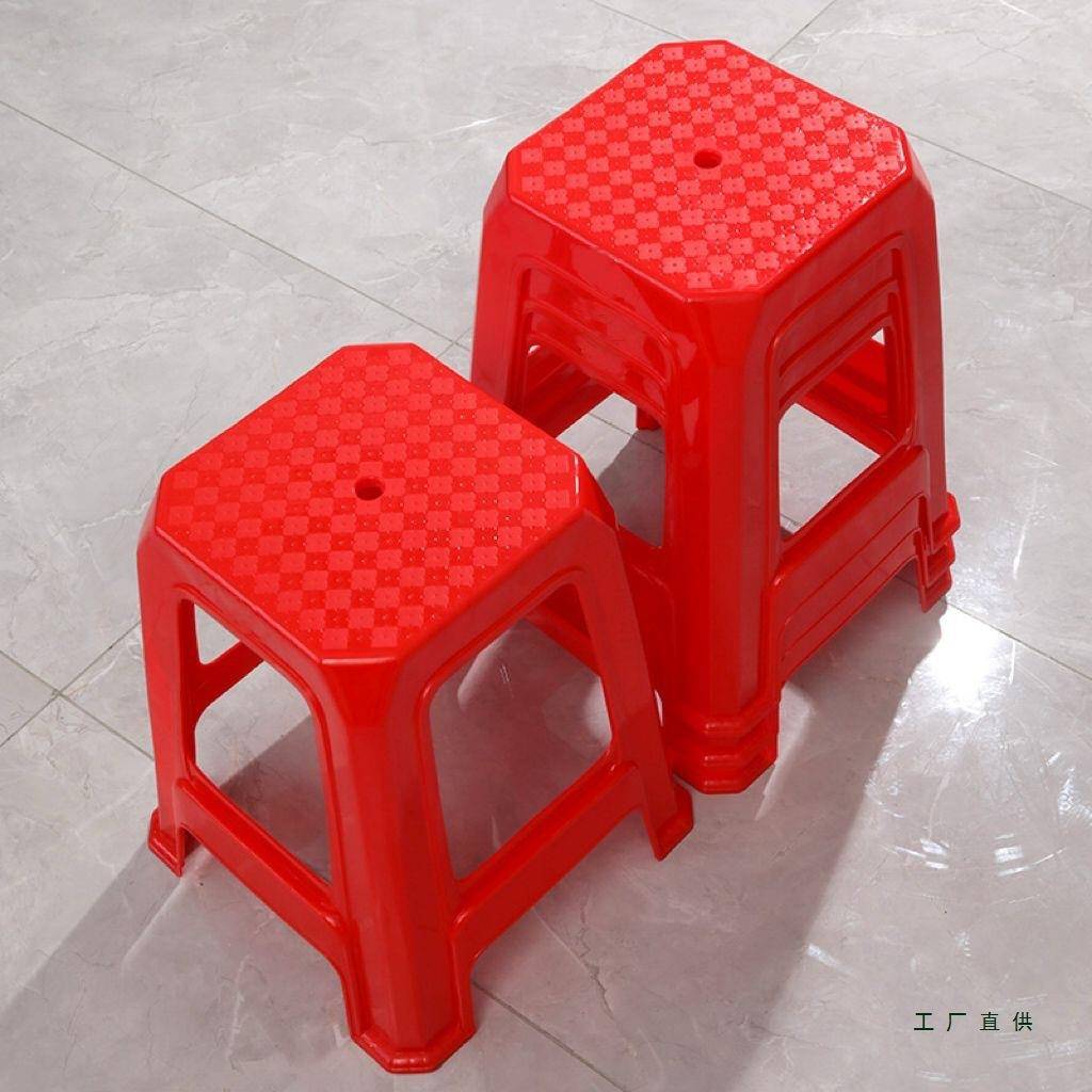 新款珠胶江塑料凳子加餐椅工流水线WQC高凳成人方椅夜市大排厚挡