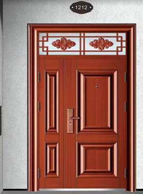 PTS带气防门别墅大门红铜大门红色门气窗大门豪宅大盗门丁大级大