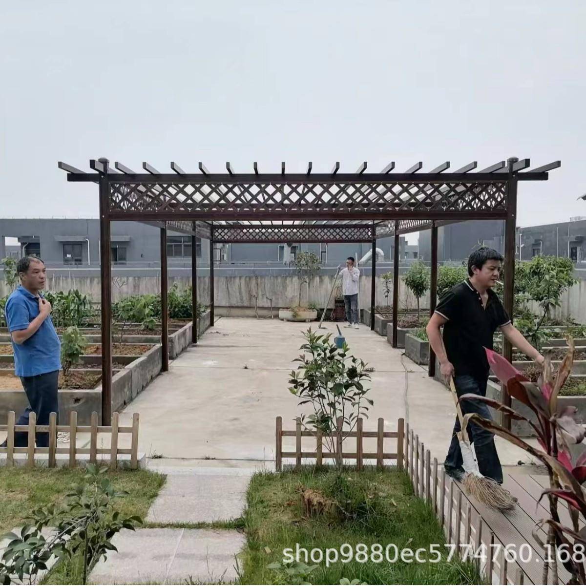 庭院WMJ玻璃钢萄架别墅后花园廊架户外仿木纹园林葡角架子长室廊