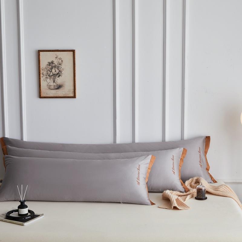 100S长绒m棉纯纯色绣1.2棉1.5m1.KBL8m双人三人长枕套承成人枕刺