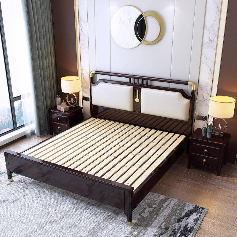 新式WBW实木床主卧1.8米双床婚床1.35/人1.中5m现代简物约储轻奢