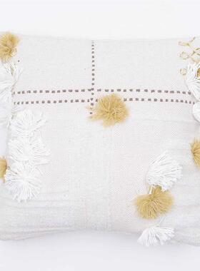 图涂|白色恋歌苏摩洛YFY哥风格手工编白色长流织抱枕进口亮片靠垫