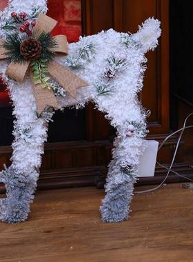 圣节NAZ白色发光圣诞鹿意摆件麋鹿酒店橱窗装饰驯场景布诞景创鹿