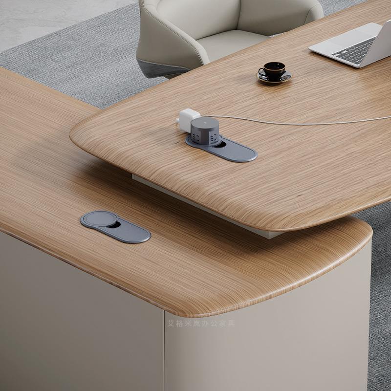 老板桌轻WQI奢高档董事长办大台总裁经理室大班气公办公桌文件柜