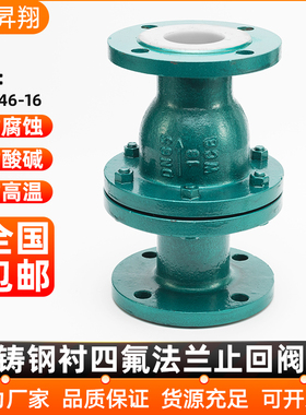 铸钢不锈钢衬四氟法兰旋启式止回阀H44F46-16衬氟逆止阀单向阀门