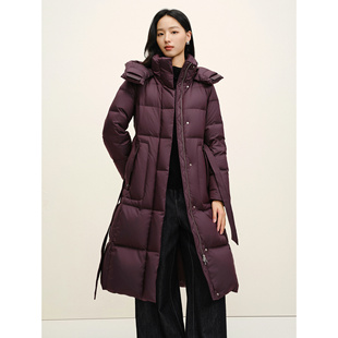 JUZUI玖姿琥珀流光风长款收腰鹅绒羽绒服女2025冬季新款JTFD03105