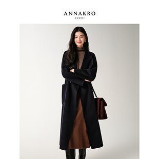 【绵羊毛X骆驼绒】玖姿安娜蔻优雅收腰双面呢大衣女2025冬季新款