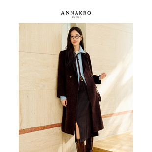 【真我系列】玖姿安娜蔻纽扣装饰羊毛双面呢长大衣女2025冬季新款