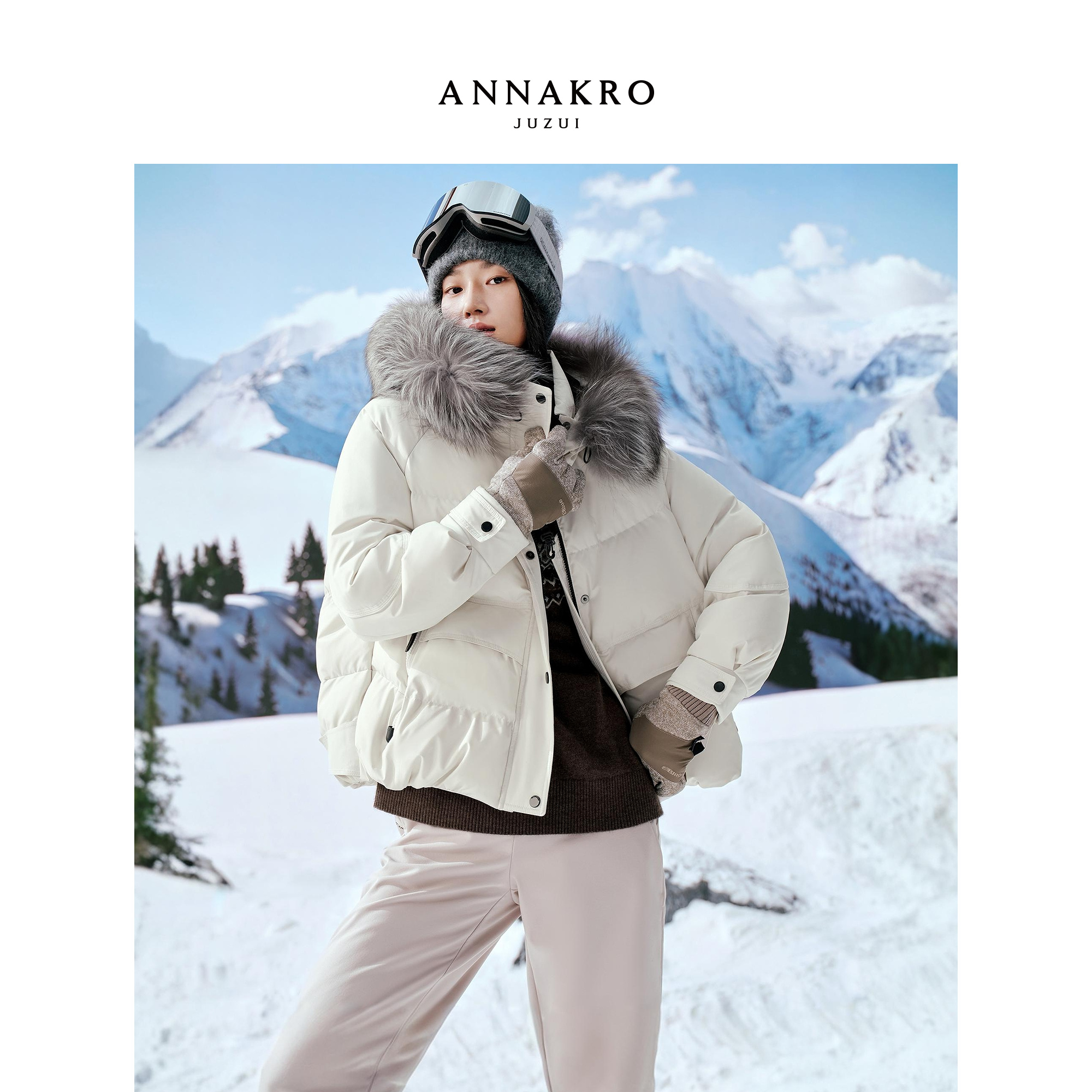 狐狸毛领 休闲连帽 利落短款 双色可选