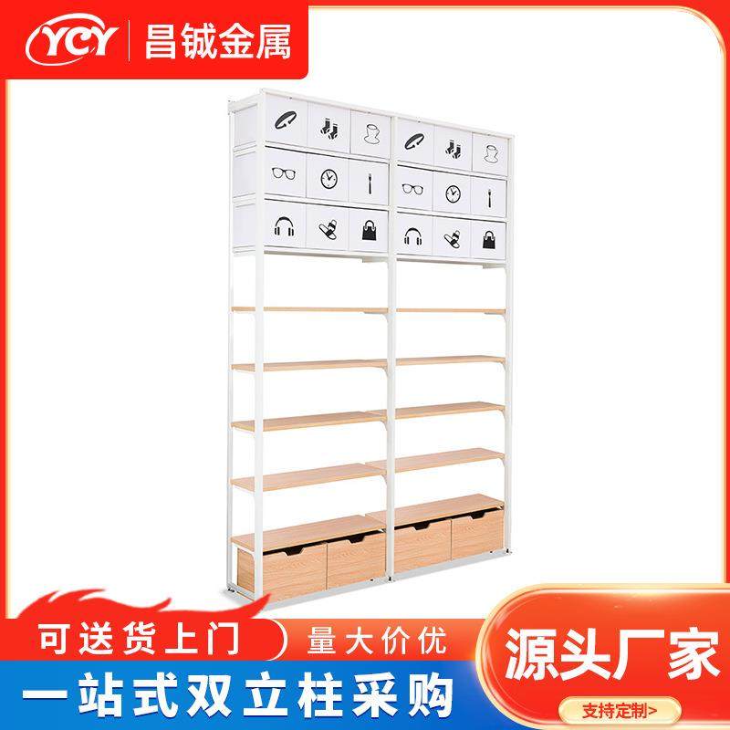 现货名创超市货架双立柱陈列展示架饰品精品店文具多功能商超货架