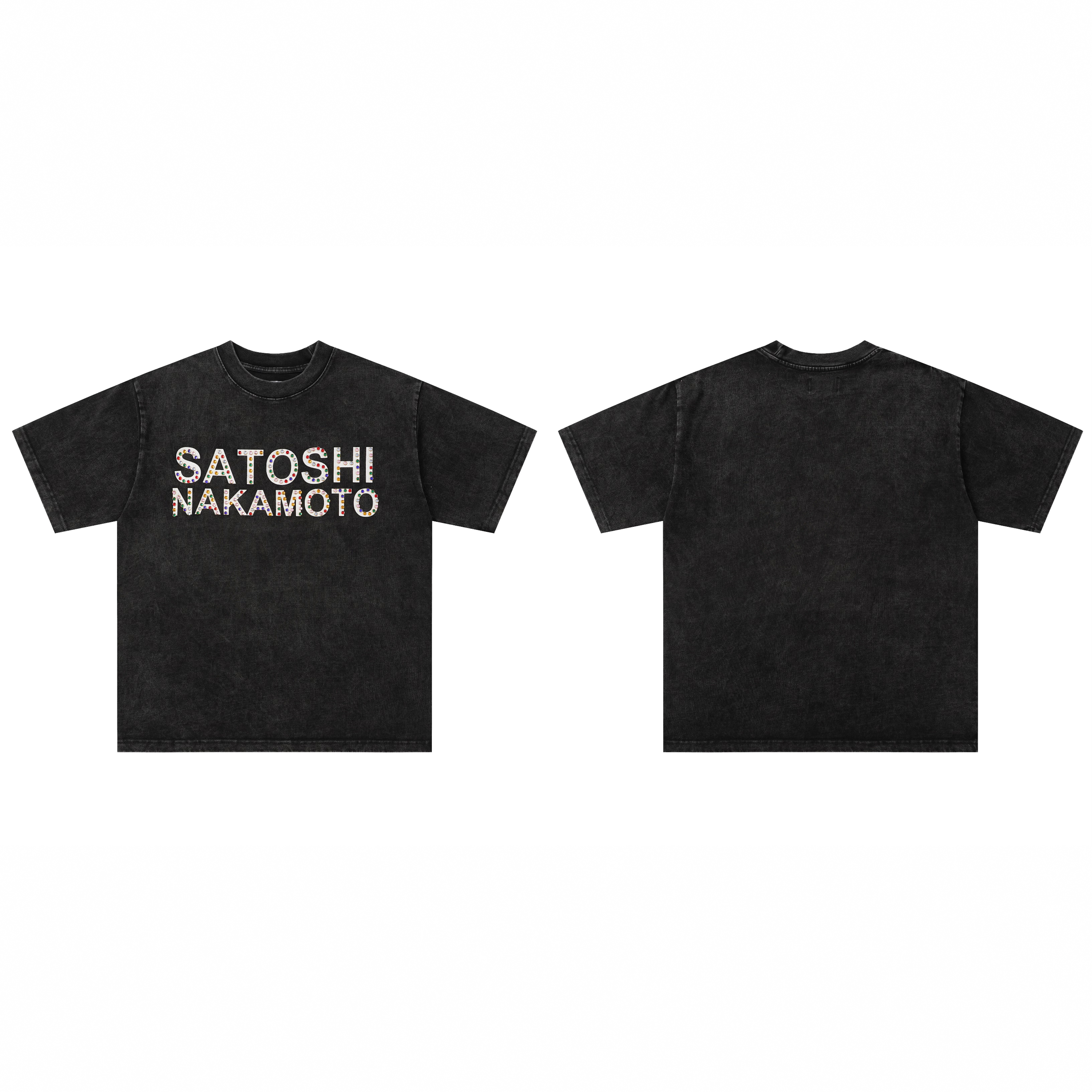 thumbnail for Satoshi Nakamoto Destroyed Luke Tee "Abstract Painting Letter Print Short-Sleeve T-Shirt"