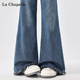 子 高腰显瘦不贴腿喇叭裤 拉夏贝尔木耳边微喇牛仔裤 女早秋2025新款