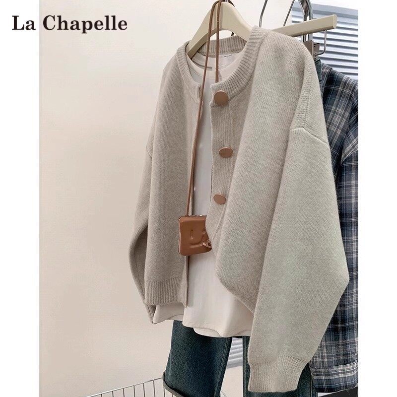 拉夏贝尔单排扣纯色针织开衫外套女秋冬新款慵懒宽松圆领毛衣上衣,女装/女士精品,毛针织衫,淘宝优惠券,粉丝福利购,淘宝优惠卷