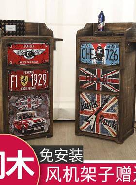 美发镜台专用柜抽屉式储工物复古柜理发店工具柜实木柜TDV发廊包