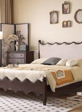 复法式古波浪涟漪床提花布古风1.8米实中木小84346户型主卧艺床