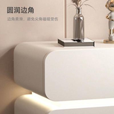 LGF带灯床头柜多功能创意现代简约卧用室家床边悬浮小物储实木柜