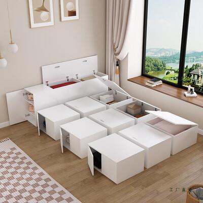 简约代多功能小户型榻米魔方组合箱现子床985储物收纳1.榻m2床高