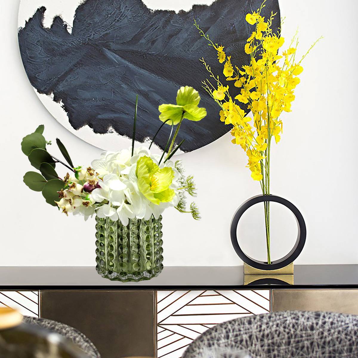 现代简约仿真花艺轻奢摆件客厅洗手台桌面假花绿植摆设洽谈桌装饰