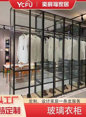 玻衣门柜玻璃门衣轻奢玻璃柜衣帽间铝衣璃柜卧室现代LMN简约收纳