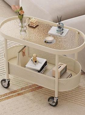 现代头几侧边柜pfff019小发茶钢床化玻璃可沙边几边移动柜置物架