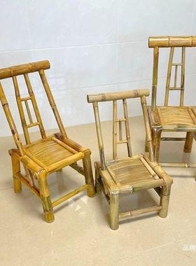 竹椅子式靠编背椅竹藤编椅藤椅老椅农村老手工竹凳子家用人93483