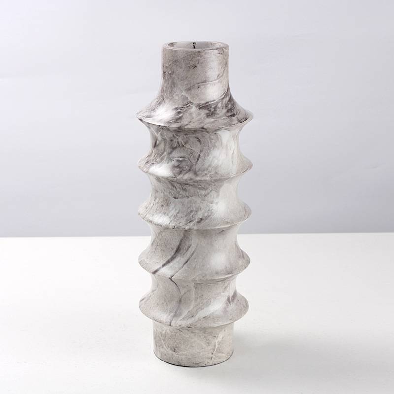 新中式轻奢仿大理石纹花瓶花艺样板间别墅酒店家居花器装饰品摆件