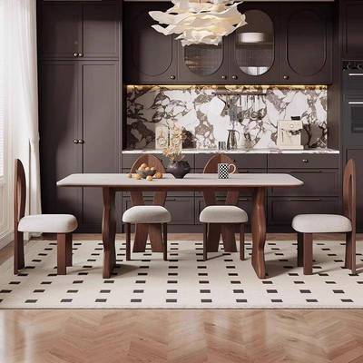 式复古实木餐长方形涟漪饭CZ-007桌白蜡木小户型板桌餐厅家法用中