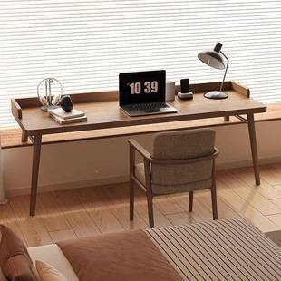 实木高低飘脚电脑桌学生卧室简约学习桌窗窗台木无品牌/长短腿原