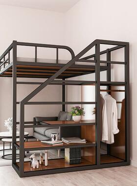 现代简约金色高C2104053架床小型间公寓省空上下铺铁架床阁户楼高