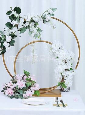双管圆形背拱门装景饰婚礼道玫CGJ花铁艺花具瑰架舞台圆环花环