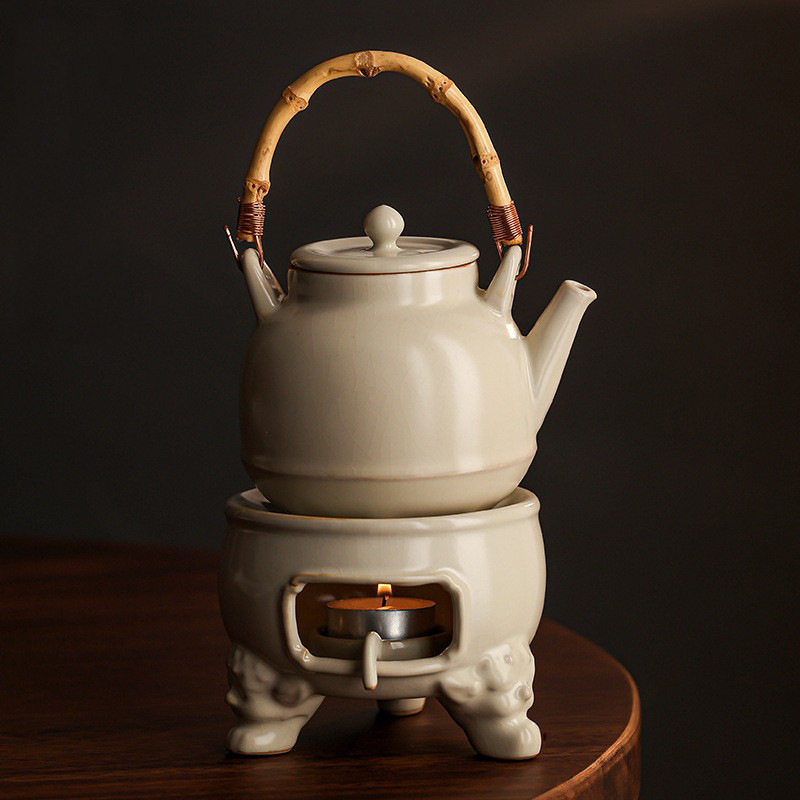 米黄汝窑复古温茶炉蜡烛煮茶