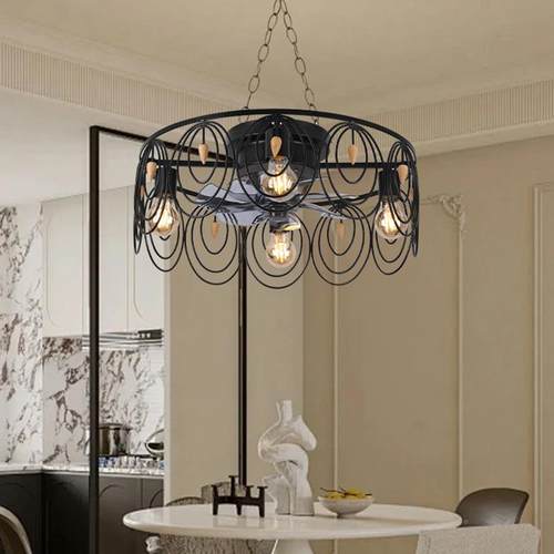 个性创838意简道约酒餐吧台灯具灯饰美式创意古过工业风厅风复扇