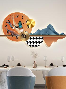 新款几何灯画轻奢立体异形UV代RVD雕客刻简画现约钟表画厅餐厅挂
