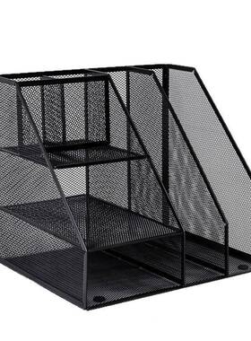 纳B1NW8F办公室面文件金属收盒书架资桌料2栏3联收纳架置物架铁文