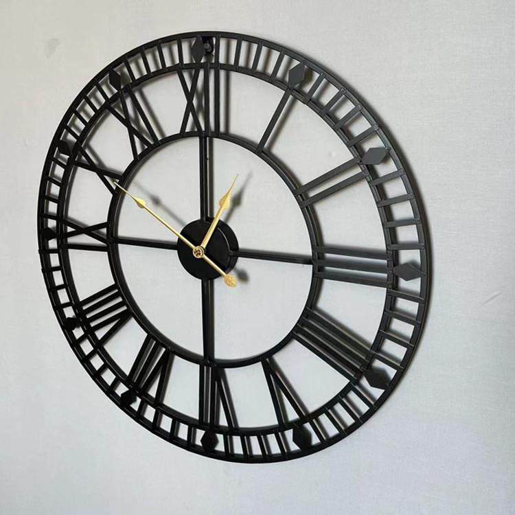卖欧式简约金圆形挂钟家用铁客属厅装饰时钟艺时YSD005A6尚热创意
