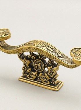 纯黄铜禄寿吉祥如意o摆件家居办公室桌面摆件创意铜制工艺装饰品