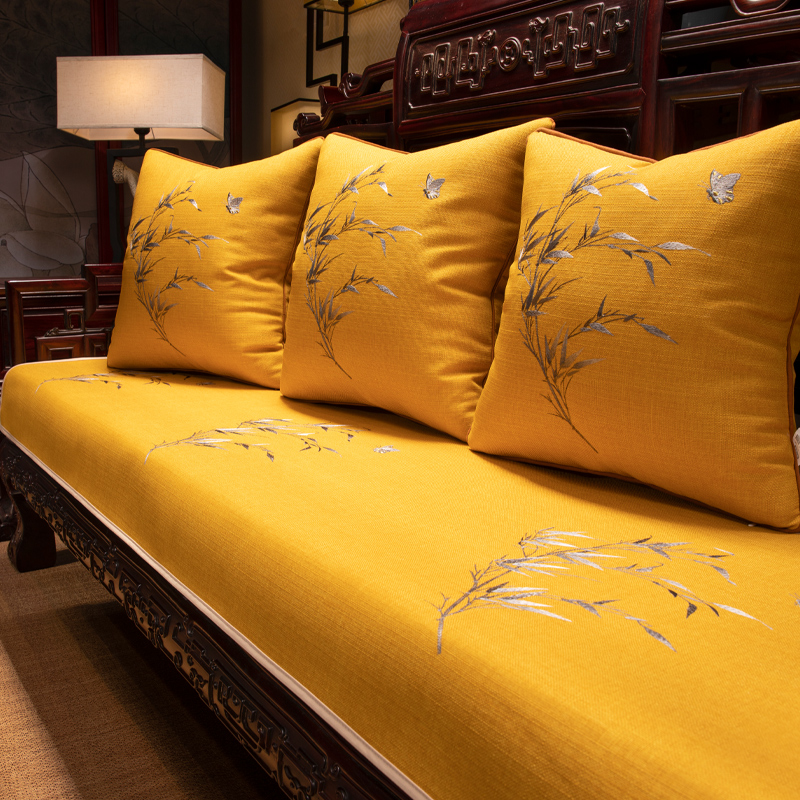 红木沙发坐垫老式家具p古典沙发巾盖巾防滑棉麻盖布中国风尺寸定