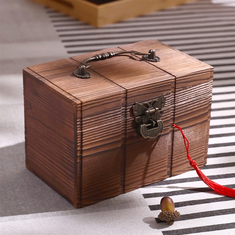儿童存钱罐古f风实木百宝箱创意储钱箱可存可取网红2023新款男女