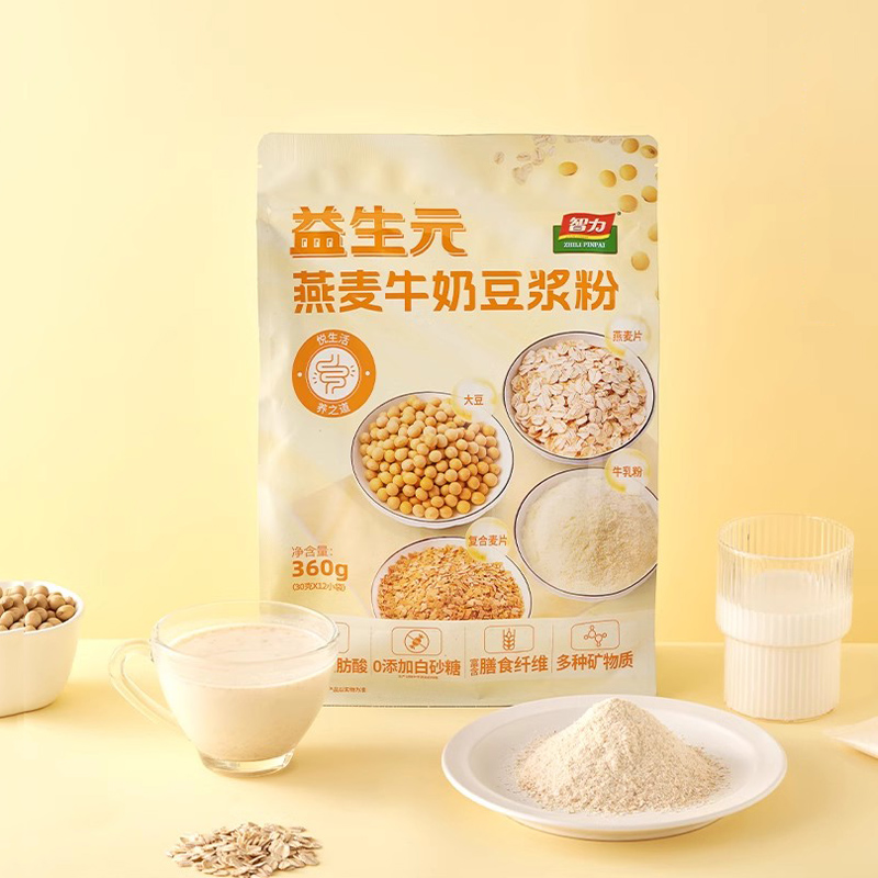智力益生元轻食代餐燕麦牛奶豆浆粉袋装营养家庭早餐冲饮速溶360g