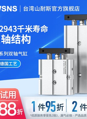 山耐斯TN双轴气缸升级款缸径25/32行程10/50/70/100/125/150/200