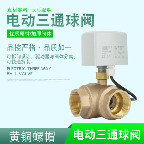 220V二三通24V电动球阀4分6分1寸2寸DN15 20 25 32 40 50三线二控