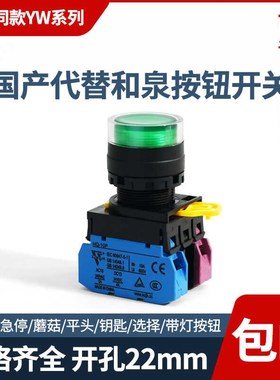 国产代替和泉款 HQ-3710 带灯按钮开关 YW1L-AF2E10 电源启动22mm