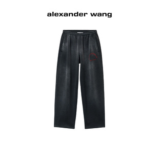 Alexander Wang亚历山大王字母松紧腰阔腿长裤女休闲直筒裤子