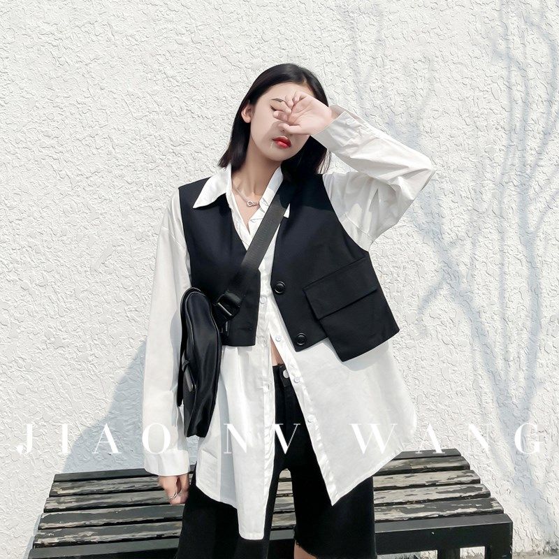 西装马甲女短款上衣夏季新款潮炸街坎肩背心宽松外搭减龄马夹外套